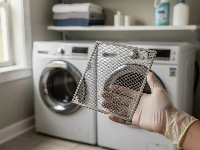Pasadena Dryer Vent Cleaning specialist performing detailed lint trap cleaning service in Pasadena