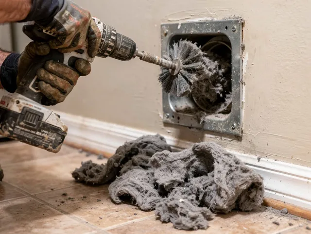 Certified Pasadena Dryer Vent Cleaning technician performing dryer vent cleaning in Pasadena